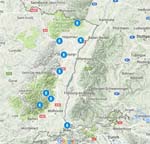 carte des sentiers des poètes en Alsace